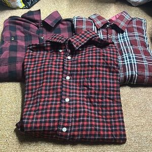 3 preowned large red plaid flannels